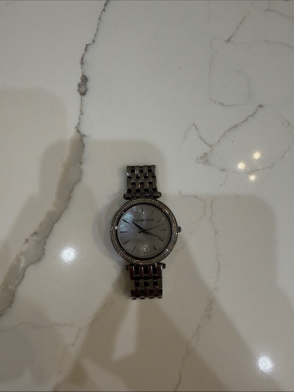 Michael Kors black Silver-Tone women’s Bracelet Watch with Crystal Bezel